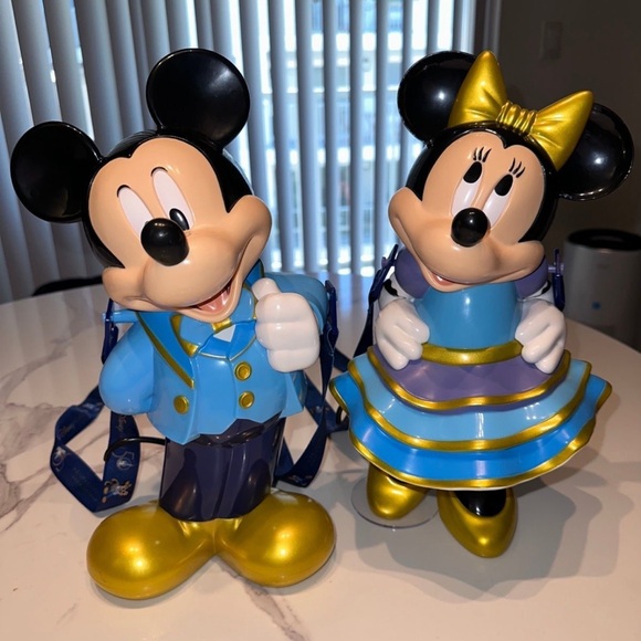 Walt Disney World 50th Anniversary Mickey and Minnie Popcorn Bucket and Sipper - Picture 1 of 11